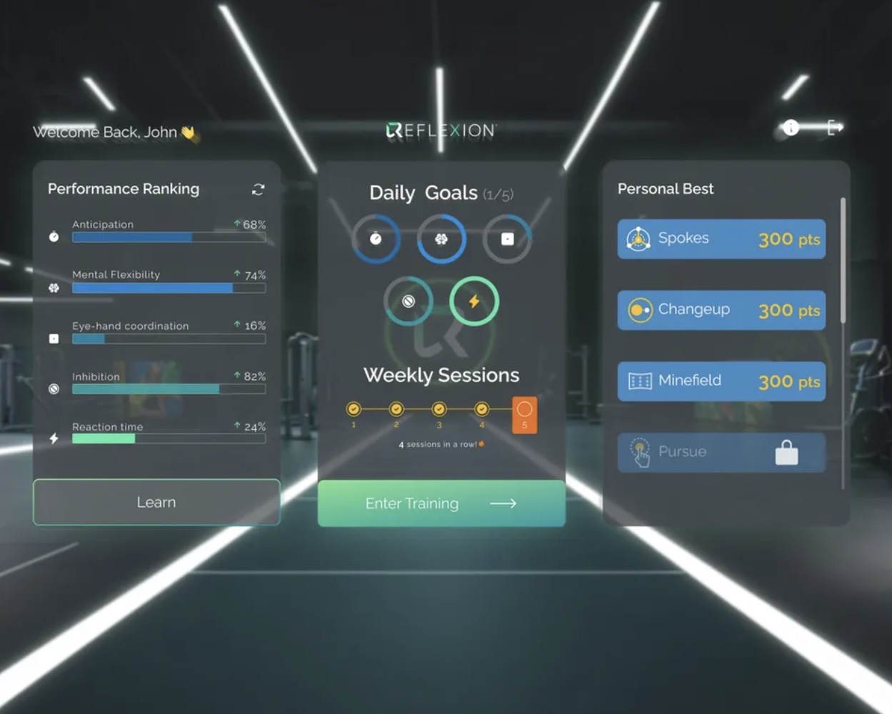 Reflexion GO in-headset performance dashboard